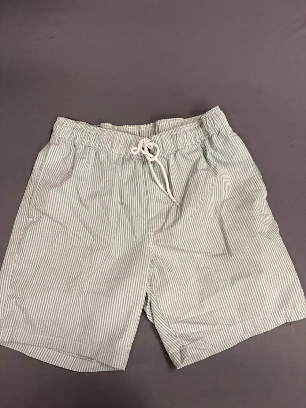 Matrix Swim Trunks / Board Shorts Adult Sz S Green Stripe Pattern Drawstring